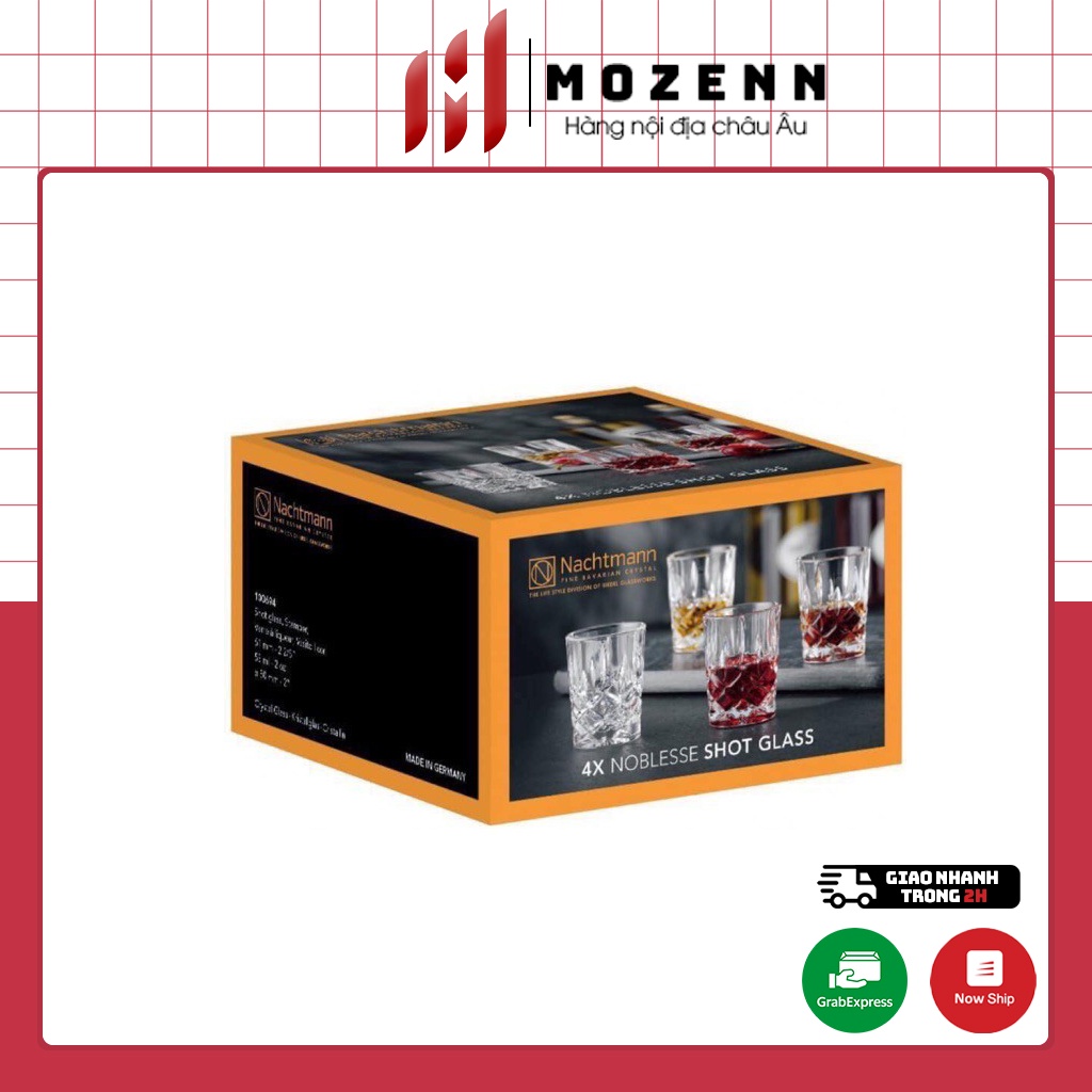 Set 4 cốc Nachtmann Noblesse 100694 Stamper 4 chi tiết 55ml, chính hãng Đức