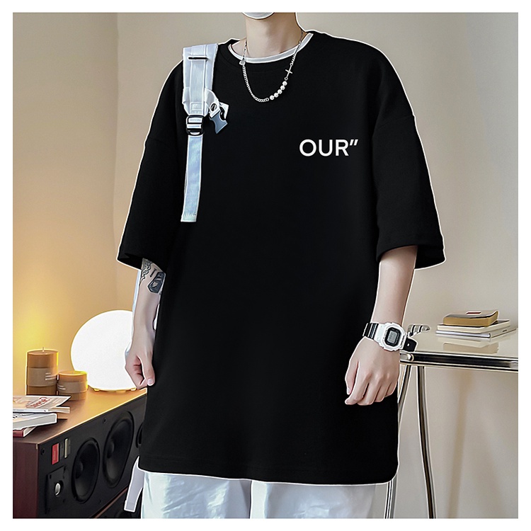 Áo Thun Tay Ngắn Dáng Rộng In Chữ Cỡ Lớn Thoải Mái Thời Trang Mùa Hè Cho Nam
