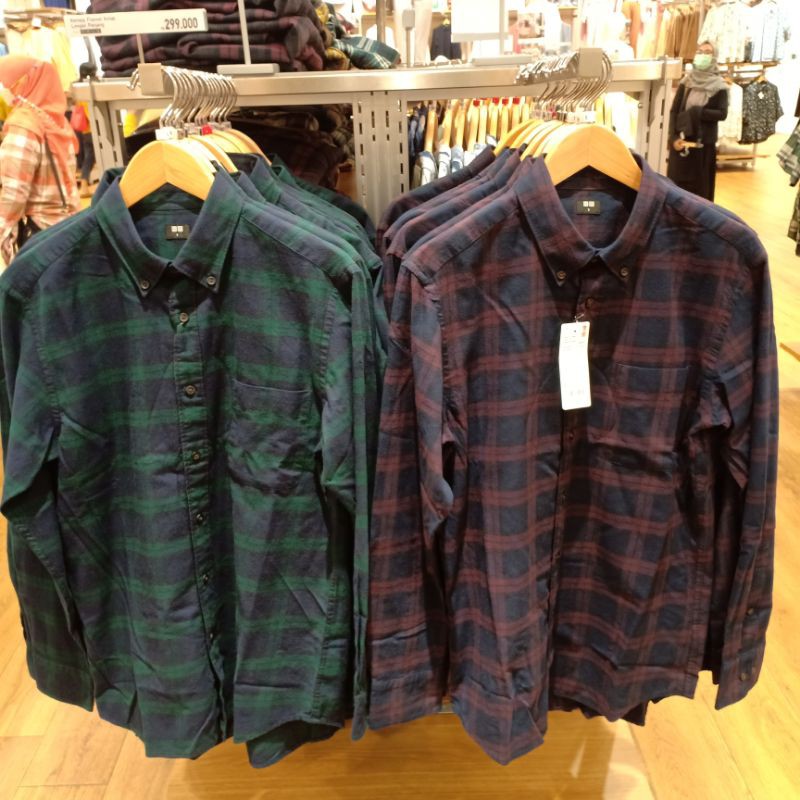 Uniqlo Áo Sơ Mi Vải Flannel Thiết Kế Trẻ Trung Cho Nam