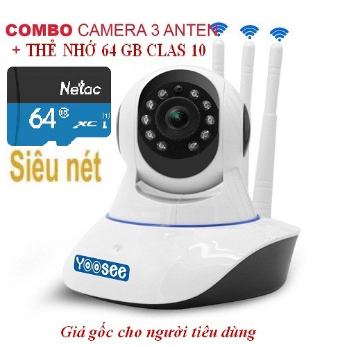 CAMERA YOOSEE 3 RÂU FULL HD +THẺ NHỚ 64G | WebRaoVat - webraovat.net.vn