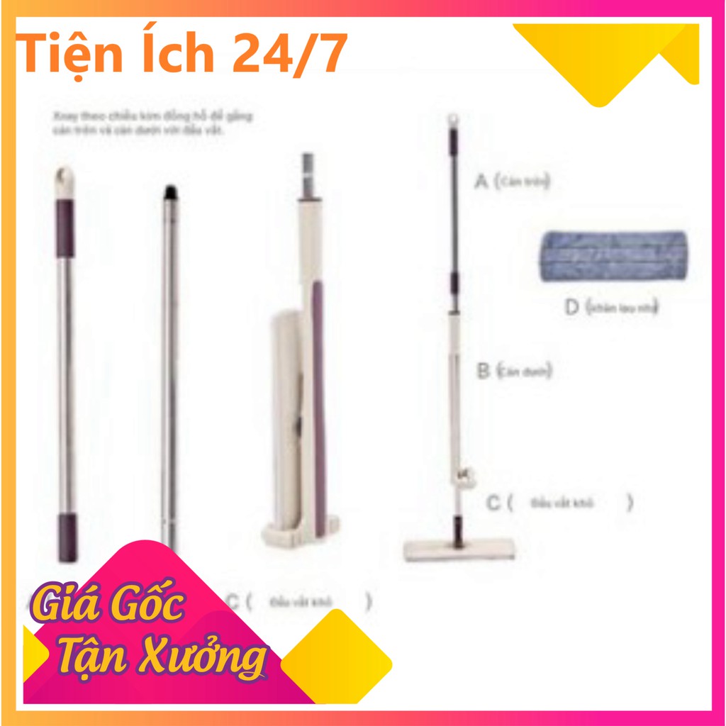 Chổi Lau Nhà, Cây Lau Nhà Thông Minh Tự Vắt Cực Kho Spin Mop Xoay 360 Độ, Tặng Kèm 2 Bông Lau Nhà - [Tiện Ích 24/7]