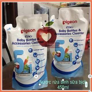 Nước rửa bình sữa và rau củ quả Pigeon chính hãng - túi 450ml