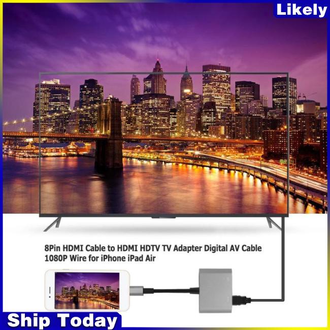 Dây Cáp Chuyển Đổi Cổng Lightning Sang HDMI AV TV Dành Cho iPhone Mobile