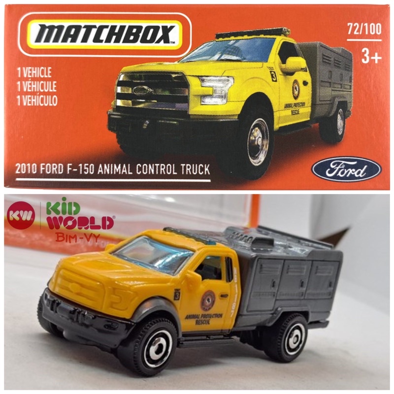 Xe mô hình Matchbox Box Tải 2010 Ford F-150 Animal Control Truck 72/100.