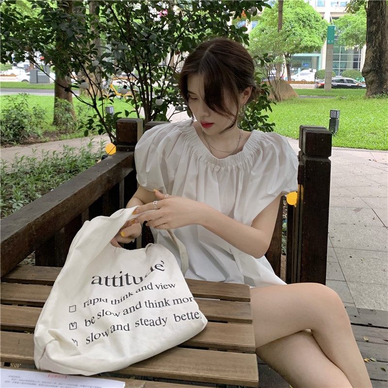 Áo kiểu ZHELIHANGFEI tay phồng trễ vai quyến rũ dễ phối đồ hợp thời trang