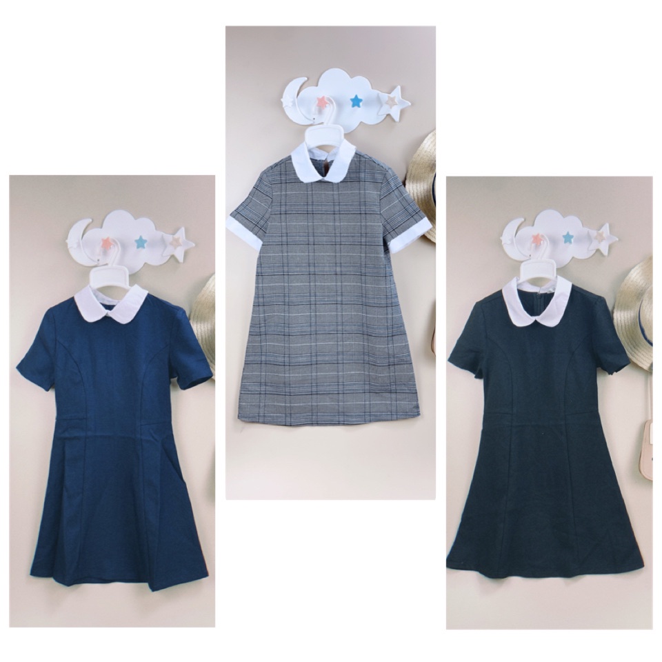 Váy GeeJay cổ sen trắng BG size 6-14y