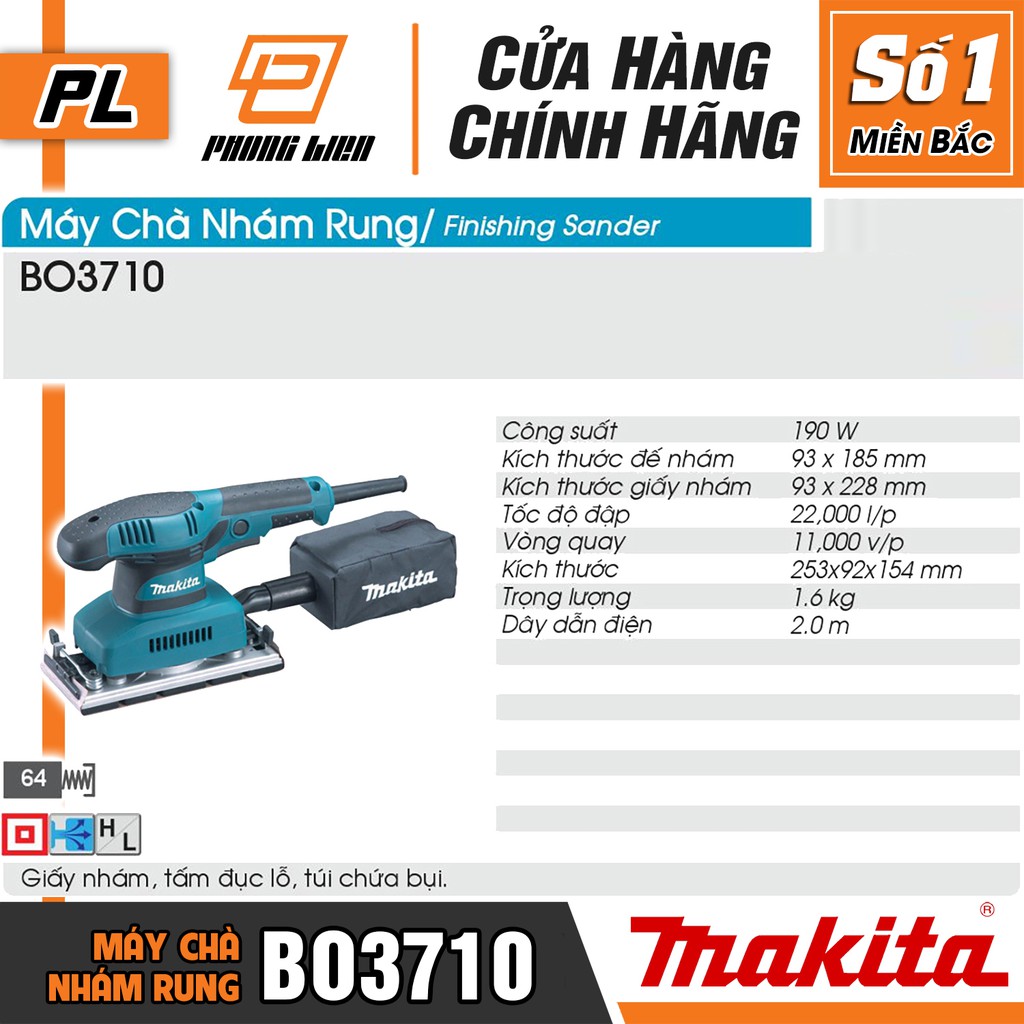 Máy Chà Nhám Rung Chữ Nhật Makita BO3710  - Hàng Chính Hãng