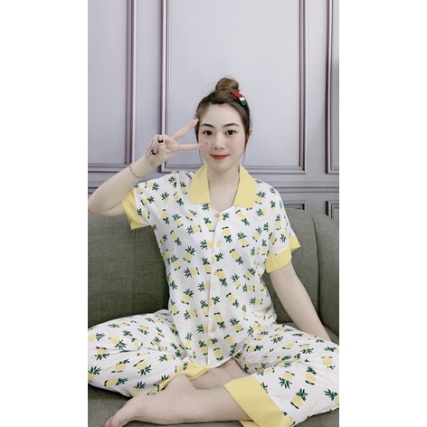 Đồ bộ pijama hàng 2CE cao cấp tay ngắn quần dài Mango loại 1 | BigBuy360 - bigbuy360.vn