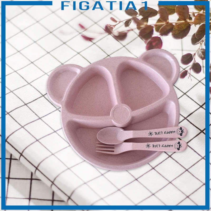 Bộ Đĩa Chia 3 Ngăn Chống Rò Rỉ Màu Hồng figatia1 Cho Bé