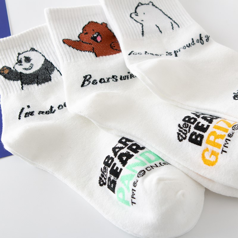 Vớ hoạt hình ONZ - Tất gấu cổ ngắn nam nữ đáng yêu cotton mềm mịn thấm hút mồ hôi TA01