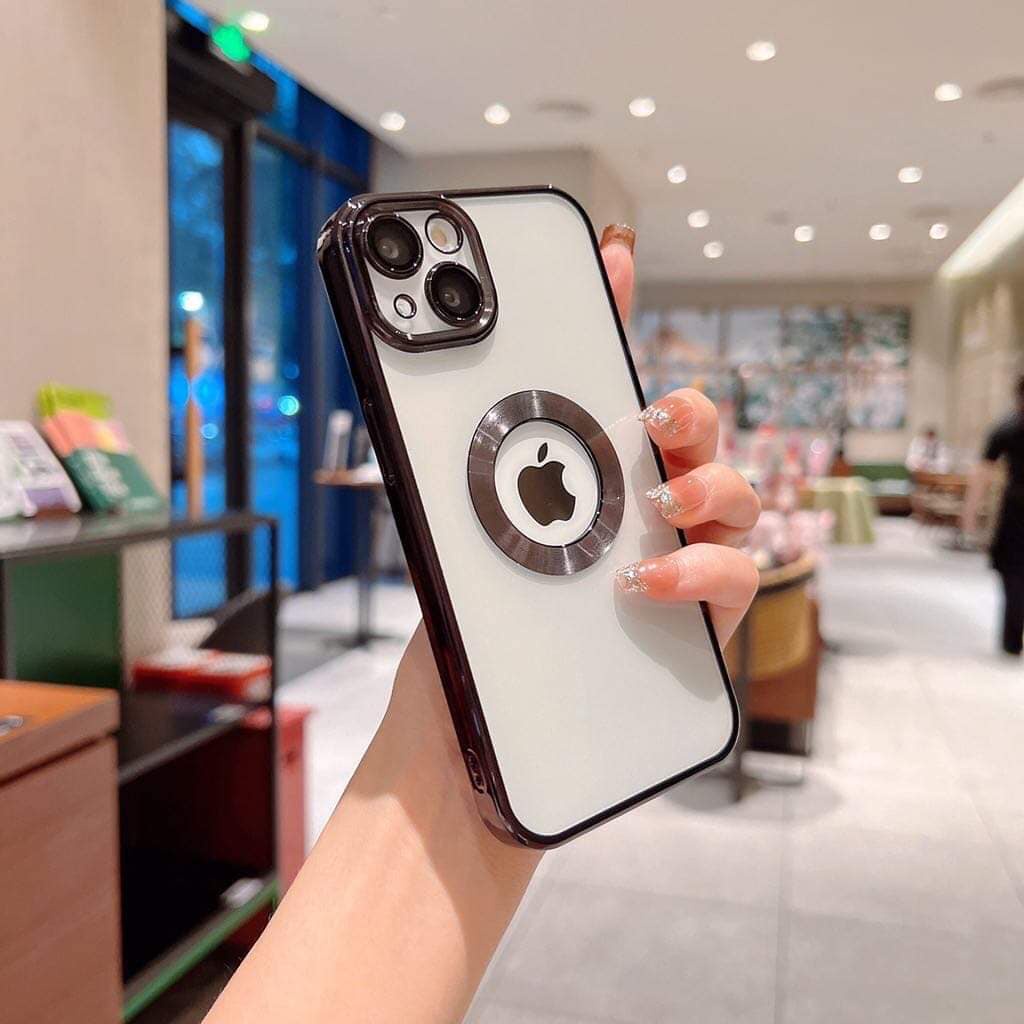 Ốp Lưng Cho Iphone - Ốp điện thoại hở táo viền vuông si màu, kính bảo về camera cho iPhone X - 13 Pro Max siêu đẹp