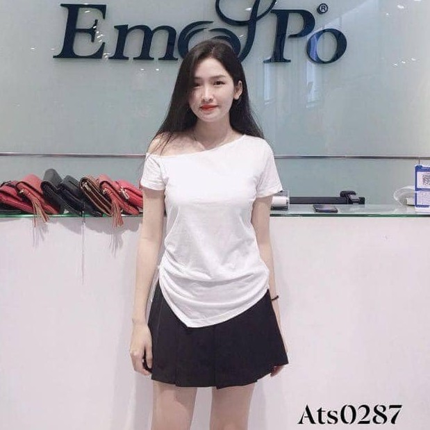 [Mã LTP50 giảm 50000 đơn 150000] Áo thun nữ Emspo lệch vai, phối dây rút ATS0287