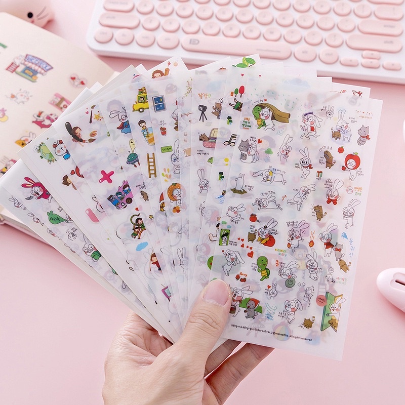 Set 6 tấm sticker dán nhiều hình dễ thương được chọn mẫu