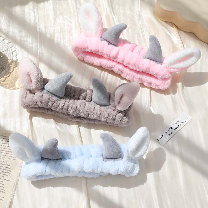 Băng đô rửa mặt thiết kế sừng phong cách Hàn Quốc dễ thương