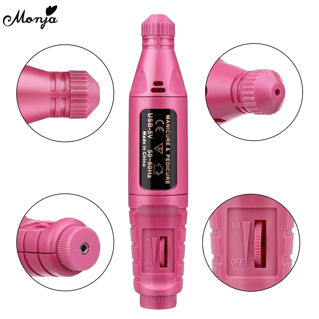 Set máy dũa móng tay điện và dung dịch hỗ trợ dưỡng móng trước MONJA DIY sử dụng tiện lợi cho salon