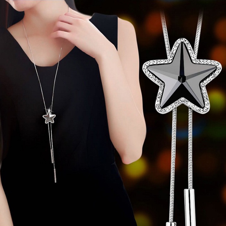 Dây chuyền ETRENDY dáng dài mặt ngôi sao đính đá pha lê đơn giản thời trang