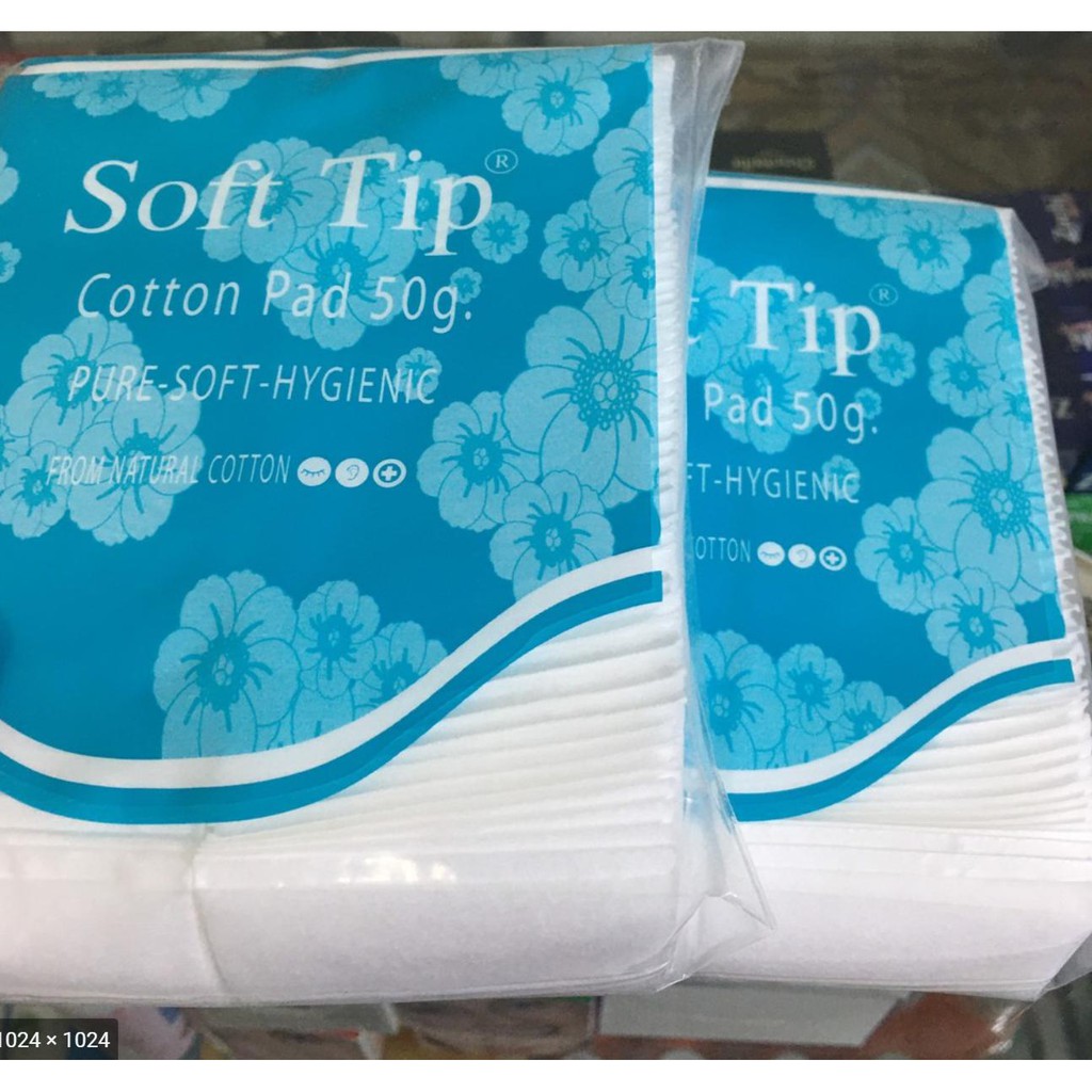 Hàng Thái chất - 100 Bông tẩy trang Softtip, LOẠI CÓ VIỀN, 50g chính hãng,100% thiên nhiên, không gây dị ứng