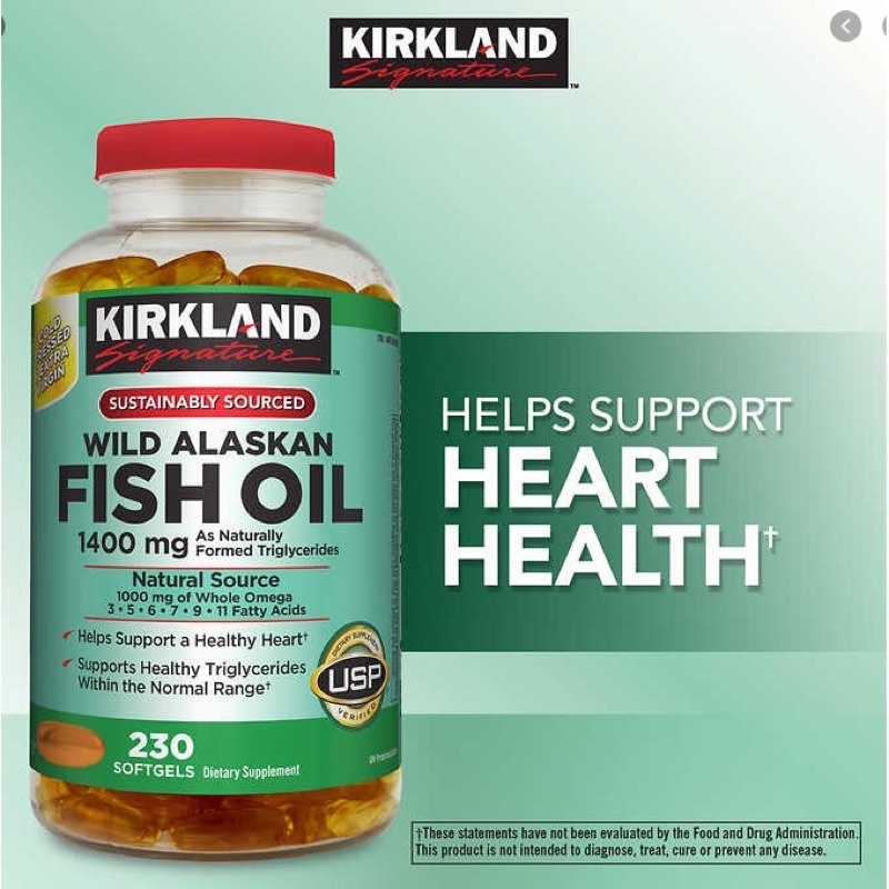 🐠🐬[HSD 01/2023] Dầu cá Omega tổng hợp Kirkland Signature Wild Alaskan Fish Oil 1400mg - Hộp 230 viên của Mỹ🐠🐬