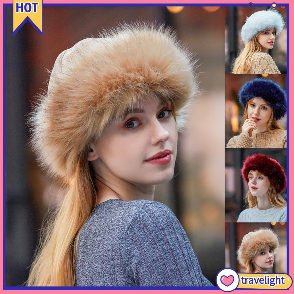 Mũ beanie da lộn phối lông dày giữ ấm trong mùa đông dành cho nam và nữ