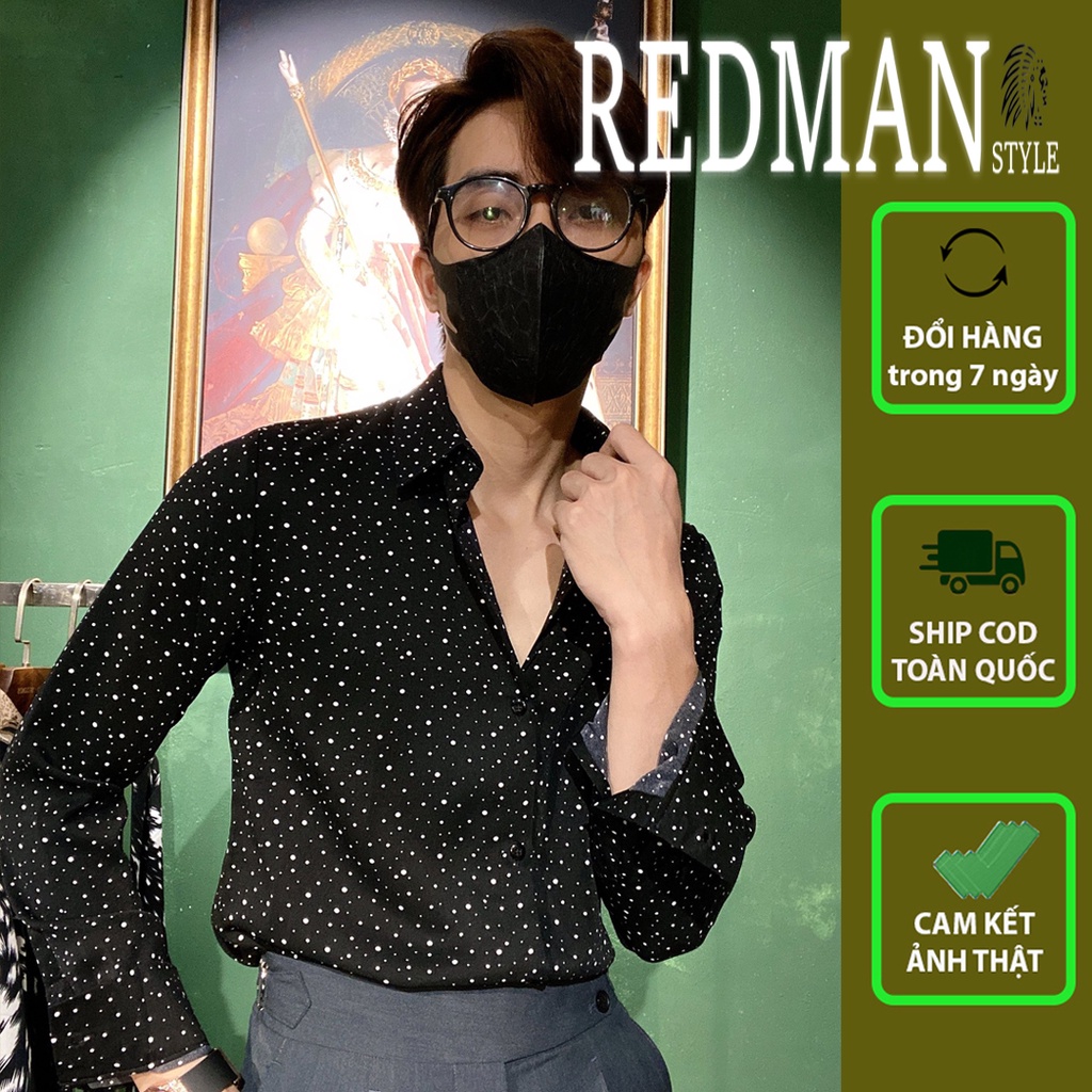 Áo sơ mi nam họa tiết dài tay style Hàn Quốc mẫu 62 - Vải lụa cao cấp chống nhăn