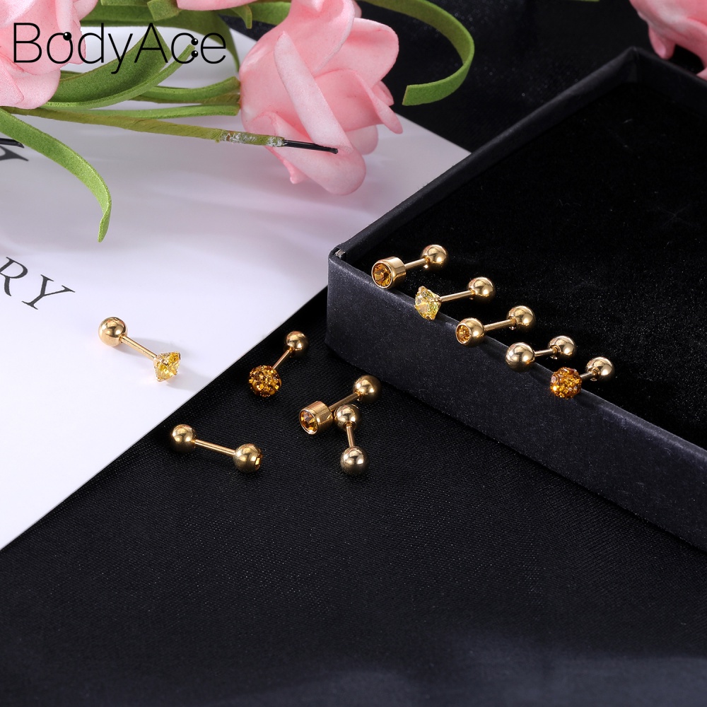 Set 10 Khuyên Tai Thép Không Gỉ Đính Đá Pha Lê Thời Trang