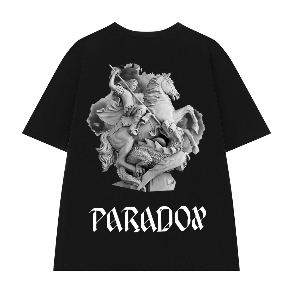 Áo thun form rộng Paradox tay lỡ - Unisex - In hình - WARRIOR - Màu đen | WebRaoVat - webraovat.net.vn