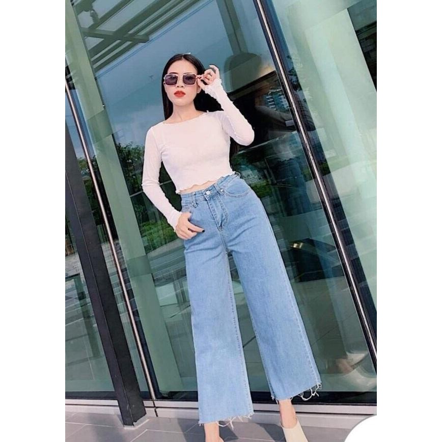 Quần jean nữ BAGGY LOE XANH ĐẬM - NHẠT thời trang LỬNG htrol W1-6