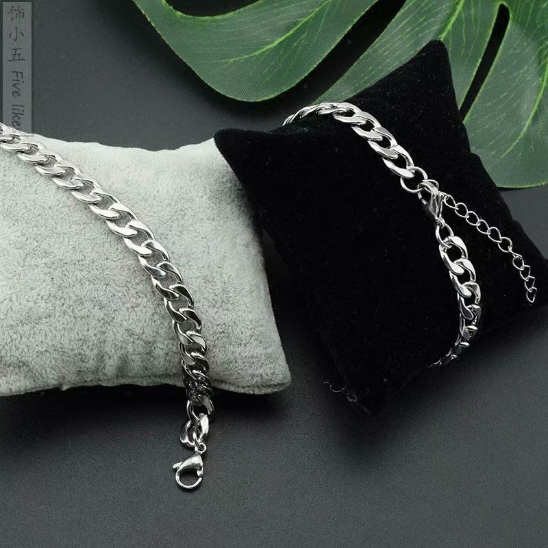 Vòng Đeo Tay Nam Nữ Inox Đẹp Punk Màu Bạc Không Phai Màu