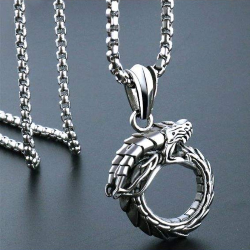 Vòng cổ thép titan mặt đuôi rắn phong cách Âu Mỹ thời trang cho nam
