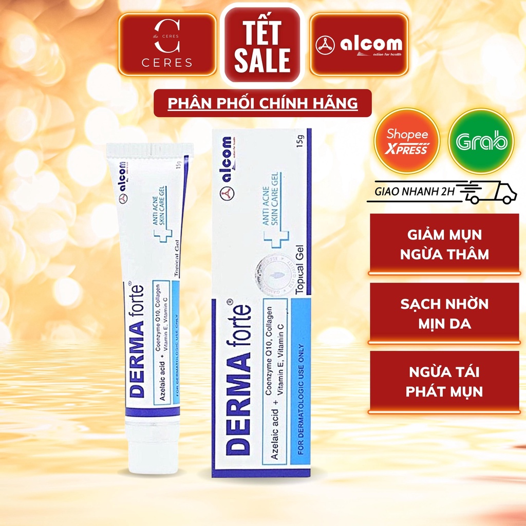 Derma Forte Kem Giảm Mụn Gel Ngừa Thâm Mờ Sẹo Mụn Ẩn Mụn Đầu Đen 15g