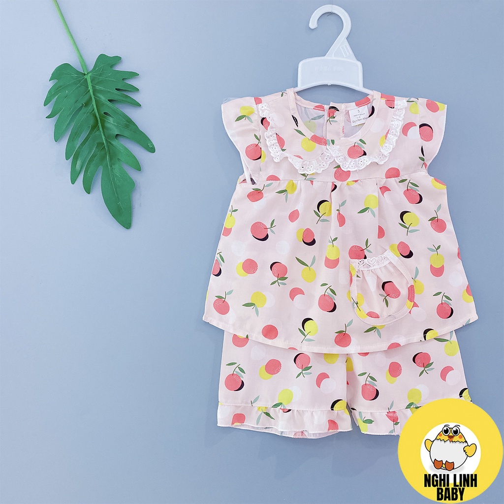 Bộ tole lanh bé gái, đồ đùi cọc tay quần áo trẻ em mặc nhà từ 8kg đến 32kg - Nghi Linh Baby