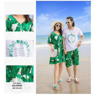 Set đồ gia đình váy cổ V