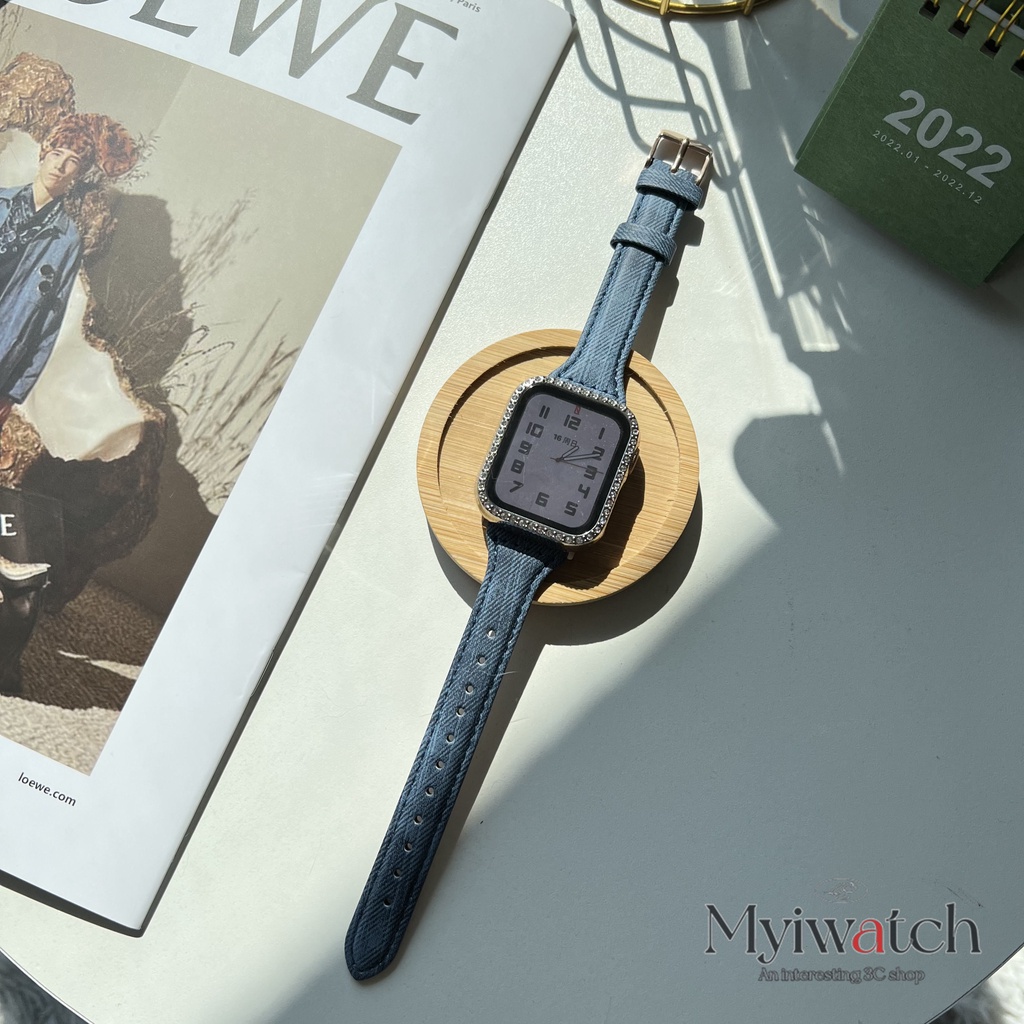 【không tồn kho】Dây Đeo Bằng Da Mỏng Nhẹ Cho Đồng Hồ Thông Minh Apple Watch 41mm 45mm 40mm 42mm 38 44mm Iwatch serie 7 6 SE 5 4 3