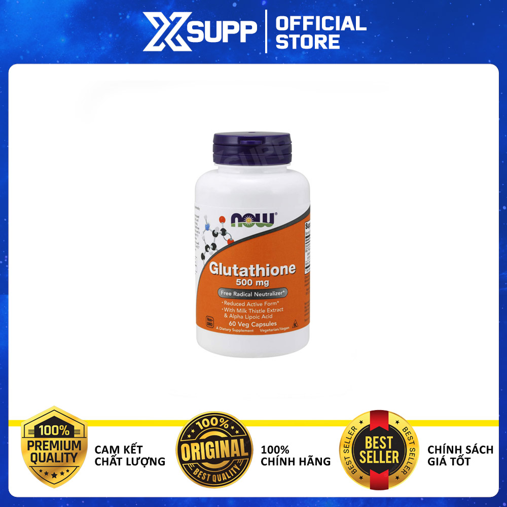 Now Glutathione 500 mg, Viên Uống Trắng Da - 60 Viên
