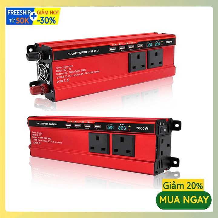 Bộ kích điện inverter 2000W, Bộ đổi nguồn 12v lên 220V Carmaer