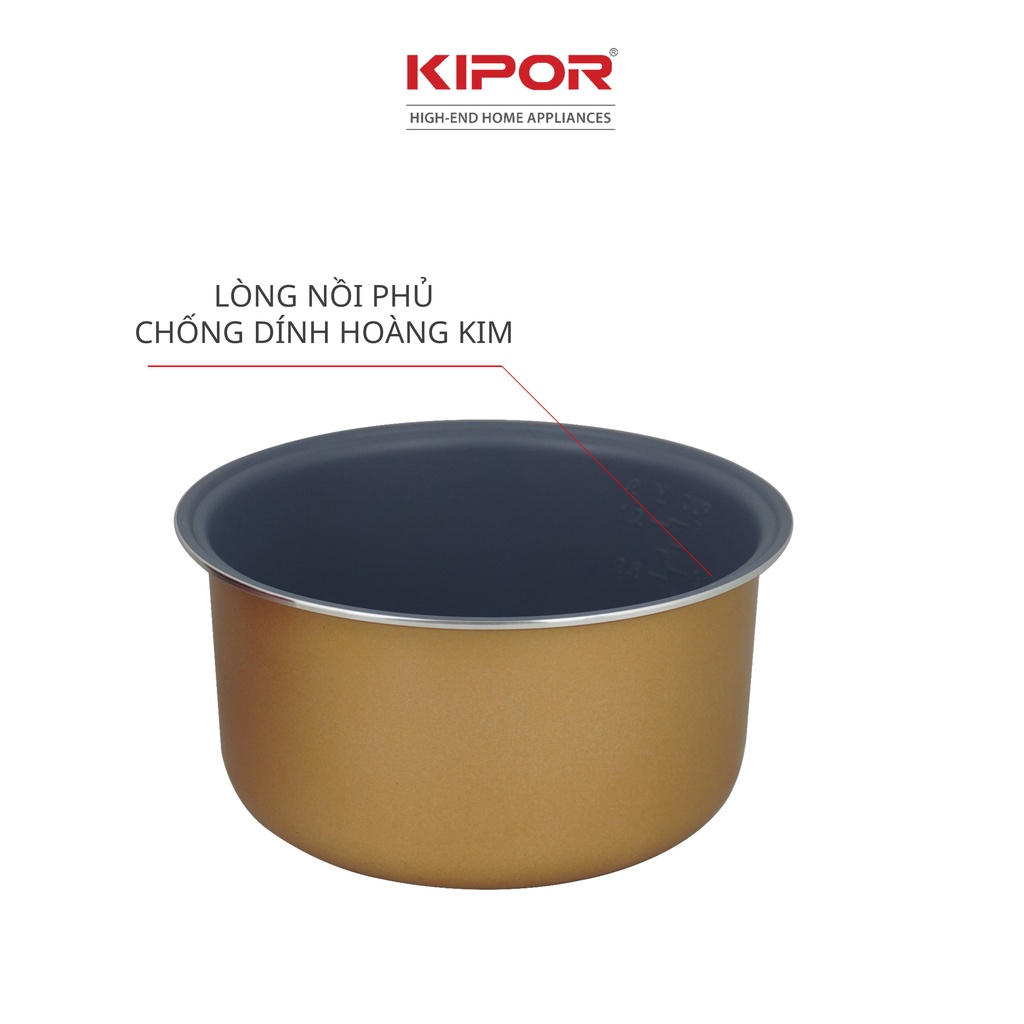 Nồi cơm điện KIPOR KP-N25912 - 1.2L - Phủ chống dính HOÀNG KIM, Nồi cơm có tặng kèm vỉ hấp - Bảo hành tại nhà 12 tháng