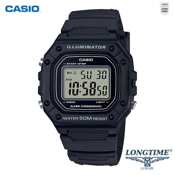 Đồng Hồ Nam Casio Dây Nhựa Trẻ Trung W-218H-1AVDF Chính Hãng