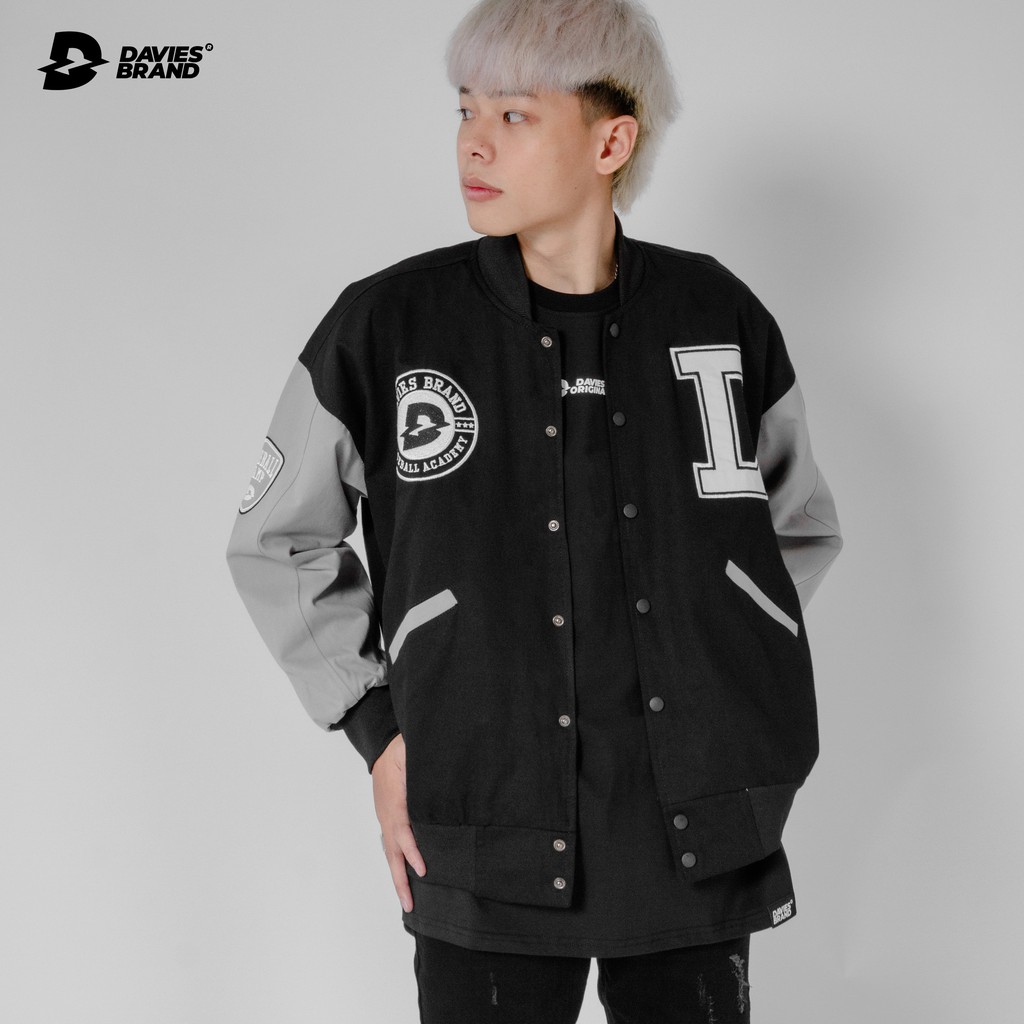 Áo bomber bóng chày nam nữ Davies brand Grey Varsity Baseball Academy Bomber| D19-AK1-X