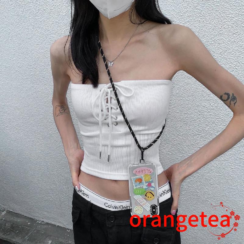 Áo Croptop Trễ Vai Không Tay Màu Sắc Đơn Giản Cho Nữ