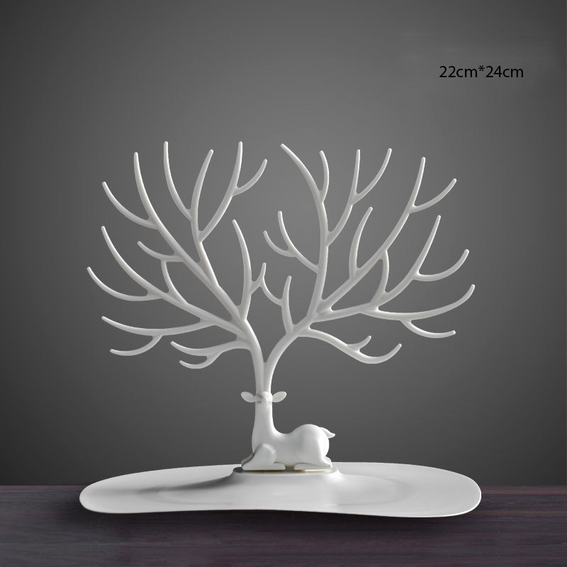 Khay để đồ, mỹ phẩm, chìa khoá, treo trang sức NHỰA HÌNH HƯƠU SỪNG CÂY sang trọng decor nhà cửa