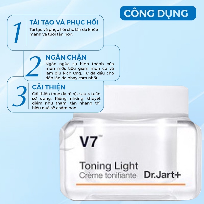 Kem Trắng Da V7 Mini Dưỡng Trắng Da & Mờ Thâm Nám Toning Light Dr.jart + Hàn Quốc 15ml Giúp Da Trắng Sáng Tự Nhiên