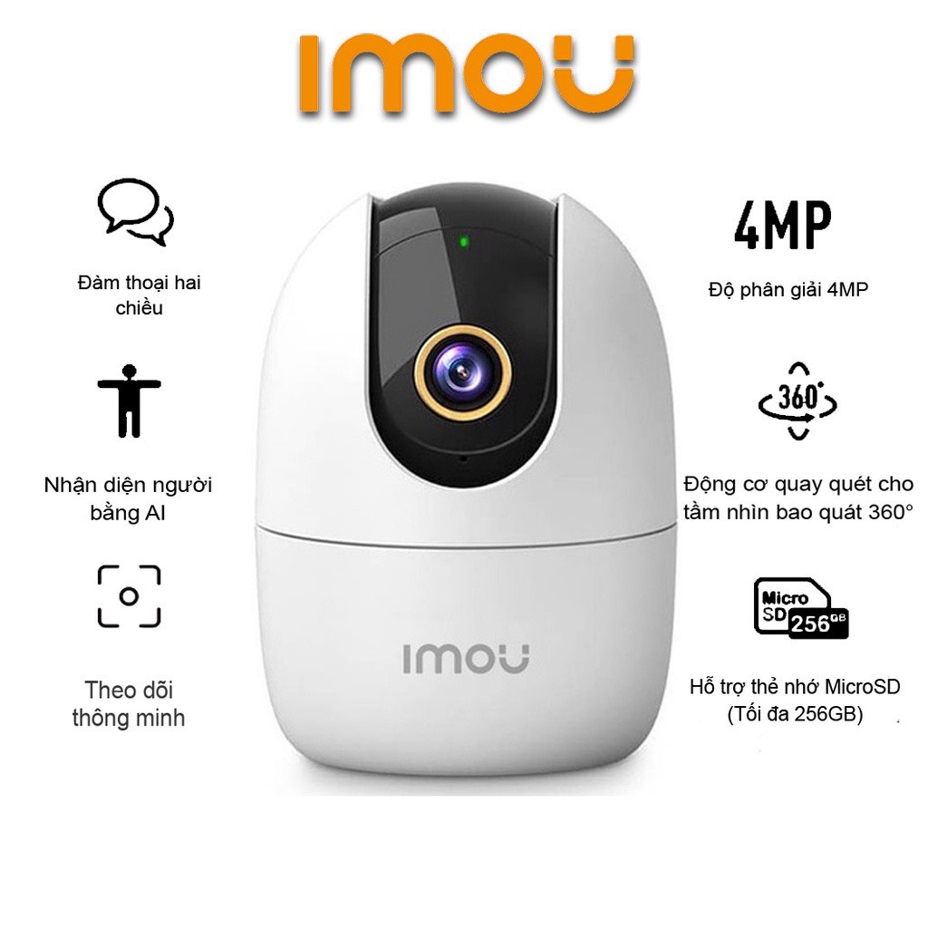 Camera IP WIFI XOAY 360 2M  IMOU Ranger2  A22EP A26LP Trong Nhà Còi Hú Báo Động, chính hãng, bảo hành 24 tháng
