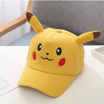 Nón Lưỡi Trai Pikachu, Mũ Tai Bèo Pikachu Dễ Thương Cho Bé Từ 1-2 Tuổi Chất Vải Nhung Mềm Mại