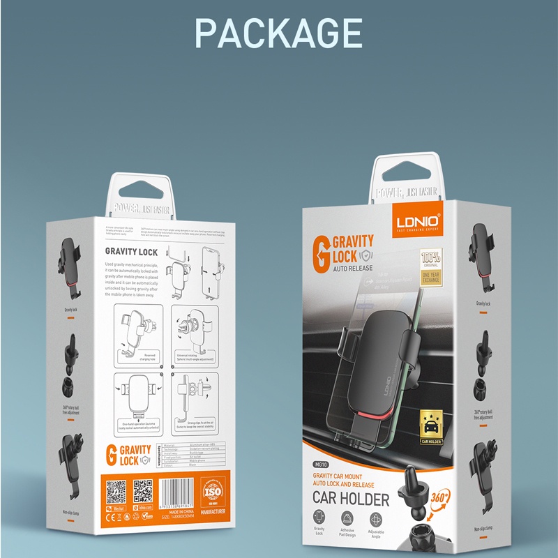 Giá đỡ điện thoại xe hơi LDNIO MG10 Kẹp điện thoại cửa gió điều hòa ô tô cho IPHONE, SAMSUNG, OPPO VIVO