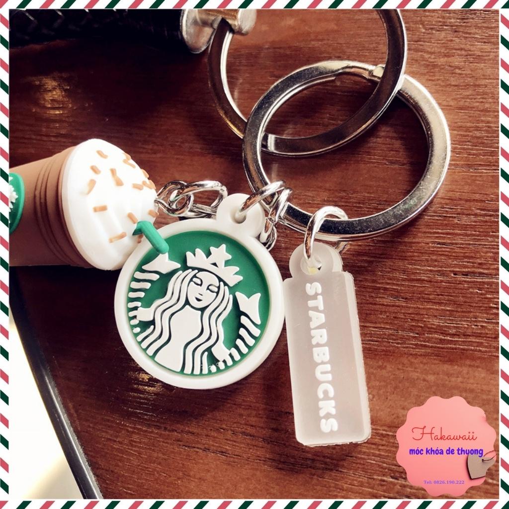 Móc khóa Starbucks kèm dây bện thừng nhiều màu, móc khóa ly trà sữa siêu hot 2022