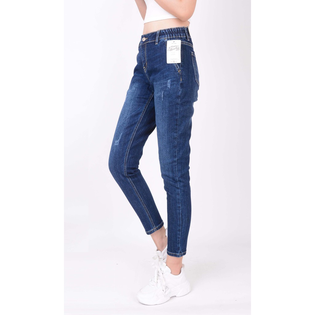 Quần jean nữ ống rộng baggy đẹp lưng cao cạp bán chun xước hàng hiệu cao cấp mã 421 VANIZEN | BigBuy360 - bigbuy360.vn