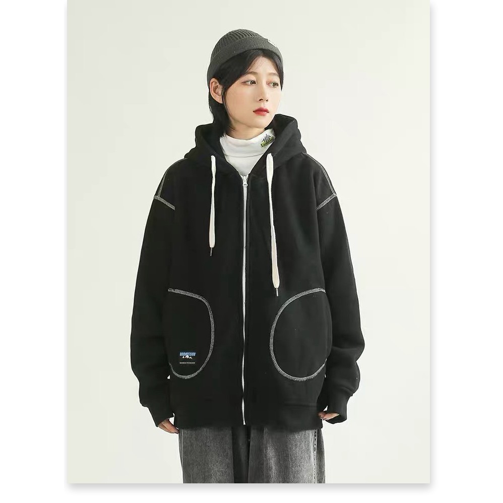 ÁO KHOÁC NỮ HOODIE DÂY KÉO VIỀN CHỈ NỔI THỜI TRANG GIỚI TRẺ