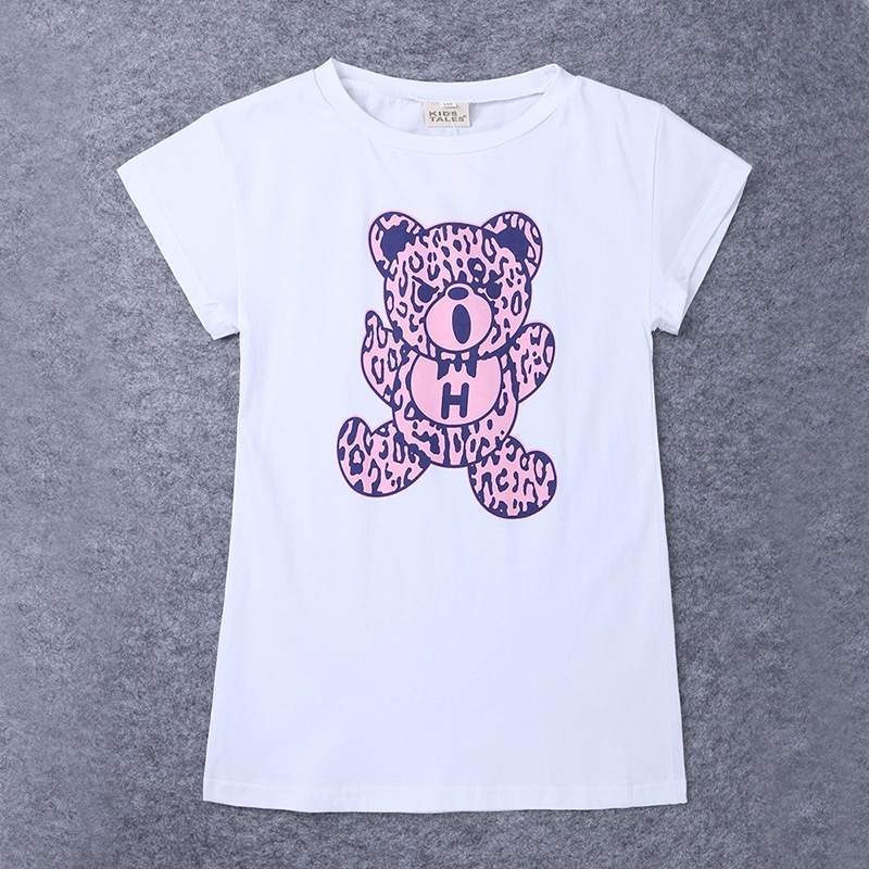 Đầm Cotton Tay Ngắn Dáng Rộng In Họa Tiết Hoạt Hình Thời Trang Mùa Hè Xinh Xắn Cho Bé Gái 1-6 Tuổi
