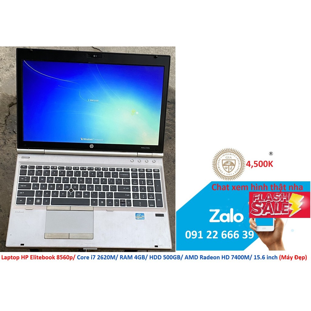 Laptop HP Elitebook 8560p/ Core i7 2620M/ RAM 4GB/ HDD 500GB/ AMD Radeon HD 7400M/ 15.6 inch (Máy Đẹp)