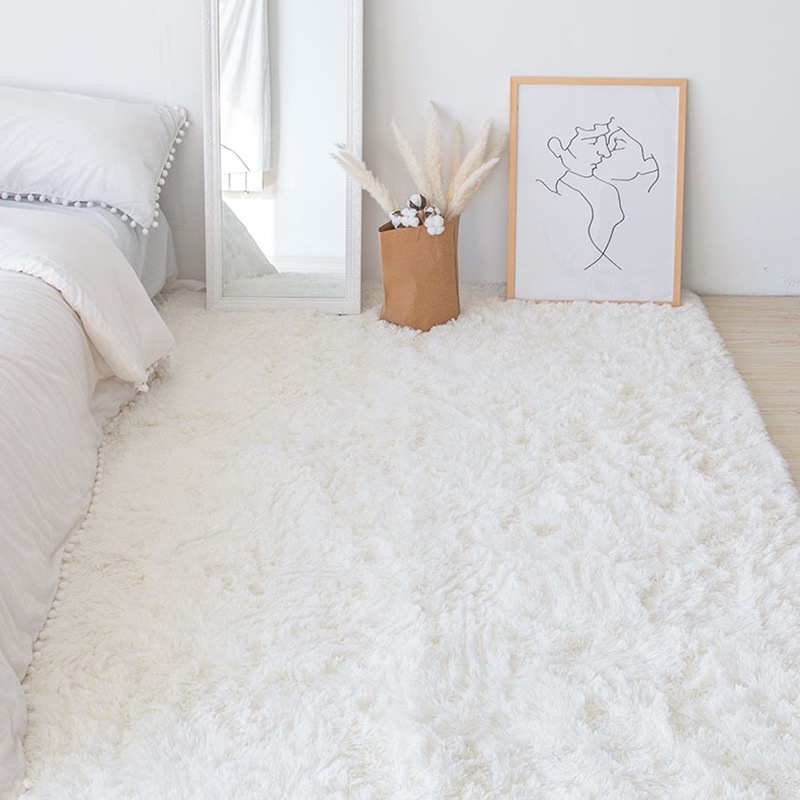 Thảm lông trải sàn chụp ảnh màu trắng decor trang trí phòng khách phòng ngủ vintage - Otama Bedding